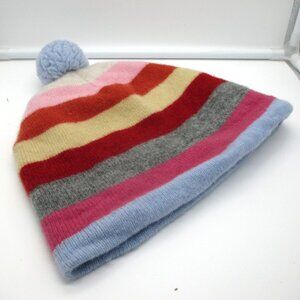Old Navy Striped Lambswool Beanie With Pom-Pom Multicolor O/S Fun